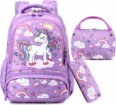 Popack Rucsac de școală unicorn pentru fete Impermeabil Rucsac pentru copii foto