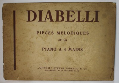 PIECES MELODIQUES OP. 149 , PIANO A 4 MANS par DIABELLI , ANII &amp;#039; 40 , PREZINTA URME DE UZURA , PARTITURI foto