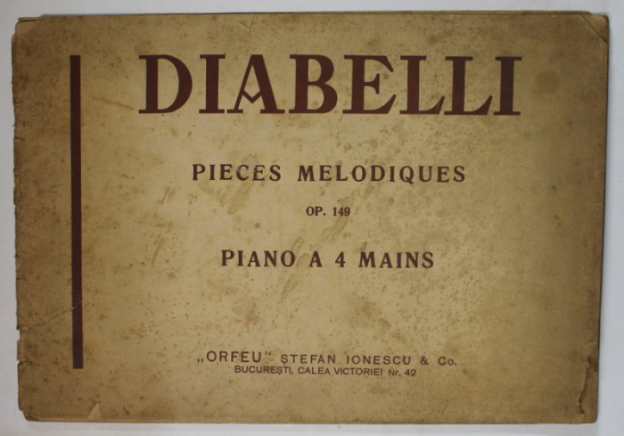 PIECES MELODIQUES OP. 149 , PIANO A 4 MANS par DIABELLI , ANII &#039; 40 , PREZINTA URME DE UZURA , PARTITURI