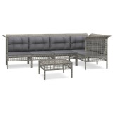 Cumpara ieftin Set mobilier de gradina cu perne, 6 piese, gri, poliratan