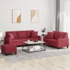 VidaXL Set de canapele cu perne, 2 piese, roșu vin, piele ecologică