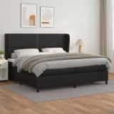 Gossi pat box spring cu saltea, negru, 200x200 cm, piele ecologica