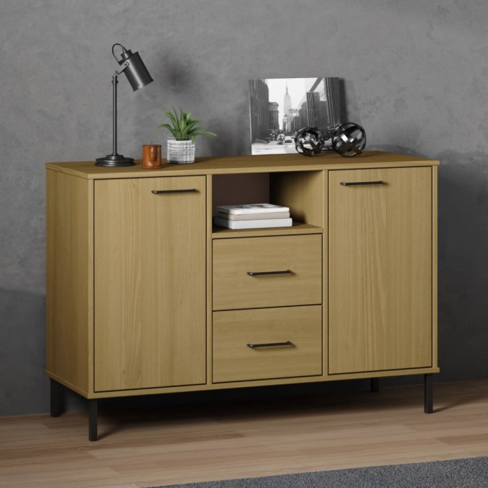 vidaXL Servantă cu picioare metalice &bdquo;OSLO&rdquo; maro 113x40x77 cm lemn