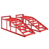 HOMCOM Set 2 rampe auto din oțel, antiderapante, pentru &icirc;ntreținere și reparații vehicule, roșu | Aosom Romania