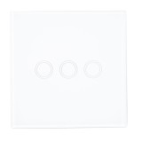 Intrerupator tactil triplu PNI SH303, panou sticla, alb, control 3 circuite, LED indicator