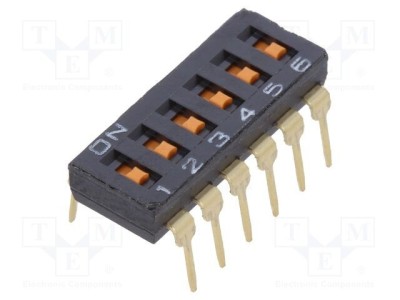 Comutator DIP-SWITCH 6 secțiuni ON-OFF 25mA 24V DC OMRON foto