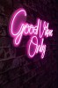 Lampa Neon Decorativa Good Vibes Only 37x62cm, Plastic cu LED, Lumina Galbena, Interior, Montare pe Perete, Neon Graph