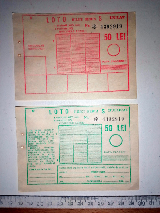 LOT 2 BILETE VECHI LOTO