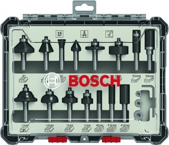Bosch Set 15 freze HM tija 8mm - 3165140958035 foto