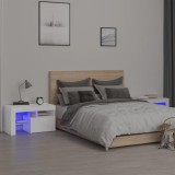 Cumpara ieftin Noptiere cu lumini LED, 2 buc., alb extralucios, 70x36,5x40 cm