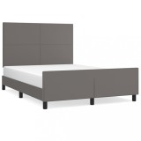 Cumpara ieftin Cadru de pat cu tablie, gri, 140x190 cm, piele ecologica