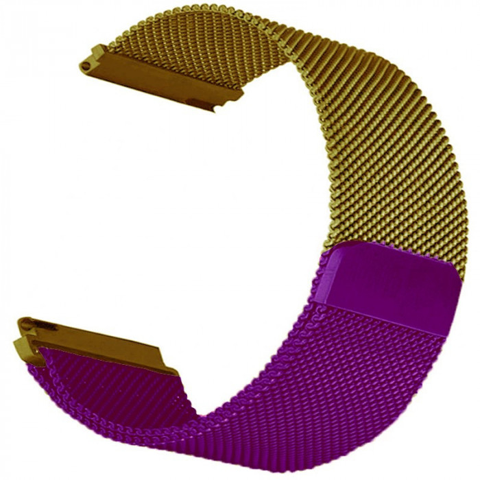 Curea otel, Milanese Loop, compatibila Withings Steel HR 40mm, telescoape QR, Purple Gold