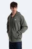 Alpha Industries bluză Basic Zip Hoody bărbați, culoarea verde, cu glugă, uni 118342.142-green