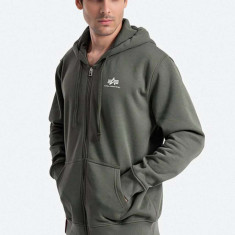 Alpha Industries bluză Basic Zip Hoody bărbați, culoarea verde, cu glugă, uni 118342.142-green