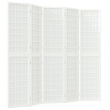 Cumpara ieftin Paravan pliabil cu 5 panouri, stil japonez, alb, 200x170 cm