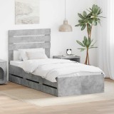 Cumpara ieftin Cadru de pat Gri din beton 90 x 190 cm Lemn Ingineresc