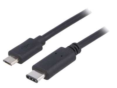 Cablu USB 2.0 micro USB-C 1m negru foto