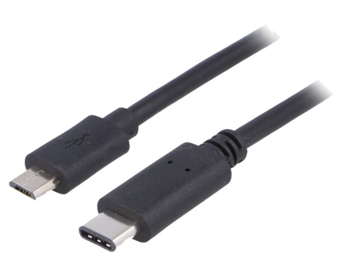 Cablu USB 2.0 micro USB-C 1m negru