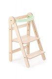 Cumpara ieftin Turn Invatare Pliabil Lemn MamaToyz Learning Tower Verde, 3 Trepte, 1-5 Ani, Sigur, Compact, Activitati Copii, Mesteacan