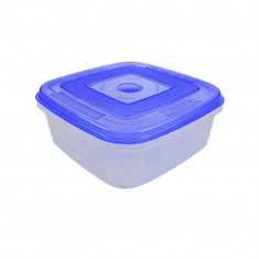 Cutie Alimente Bella, 1L, 14x14x6 cm, Capac Albastru, Caserole Depozitare Alimente, Caserole Alimentare cu Capace din Plastic, Caserole din Plastic cu