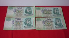 LOT BANCNOTE UNGARIA 200 FORINT ANI DIFERITI, 4 BUC.