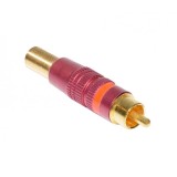 Conector RCA tata elSales ELS-CRC pentru montat pe fir , cu arc , rosu