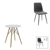 Cumpara ieftin Set masa si scaune 3 piese Julita-Noor Gri inchis 60x60x73 cm