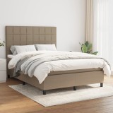 Cumpara ieftin Pat box spring cu saltea, gri taupe, 140x200 cm, textil