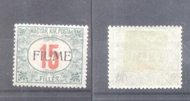 Fiume 1918 Military Aid red overp. 15F Mi.10I SIGNED Alberto&amp;amp;EnzoDiena MH AM.498 foto