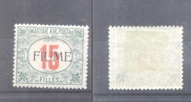 Fiume 1918 Military Aid red overp. 15F Mi.10I SIGNED Alberto&amp;EnzoDiena MH AM.498