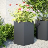 Cumpara ieftin Jardiniere grădină, 2 buc. antracit 46x40x45 cm oțel hexagonală