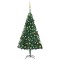 Brad Crăciun pre-iluminat cu set globuri, verde, 150 cm, PVC
