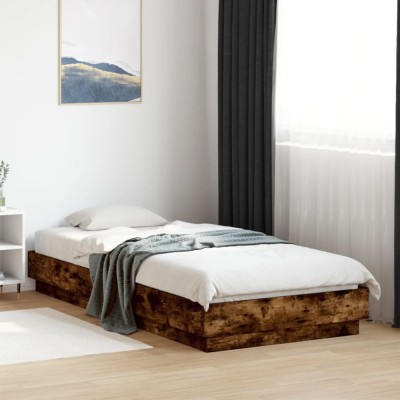 vidaXL Cadru pat fără saltea stejar fumuriu, 90x200 cm, lemn prelucrat 839606 foto