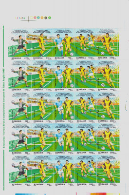 RO 1996 LP 1409 &amp;quot;Turneul Final CE Fotbal Anglia&amp;quot; , in coala de 5 serii, MNH foto