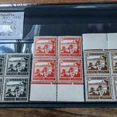 Lot timbre Palestina MNH,3 valori bloc de 4, 1 pound,250 si 500 mils,foarte rare
