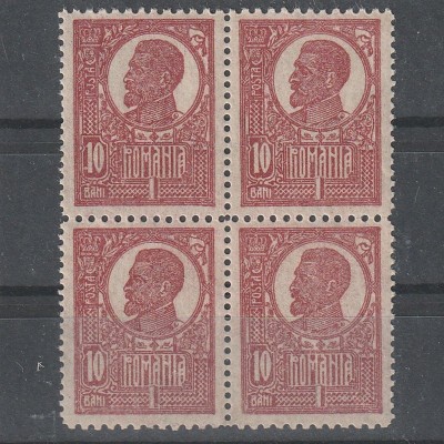&amp;quot;Eroare Ferdinand &amp;quot;&amp;quot;Bust Mare&amp;quot;&amp;quot; 10 Bani LP72 1919 in bloc de 4 timbre &amp;quot; foto
