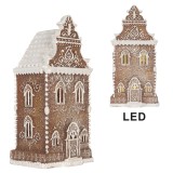 Cumpara ieftin Casuta Turta Dulce polirasina alba maro cu led 17x15x35 cm