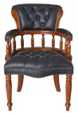 Scaun Chesterfield din lemn mahon cu tapiterie neagra MAR234