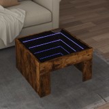 VidaXL Măsuță de cafea cu LED infinity, stejar fumuriu, 50x50x30 cm