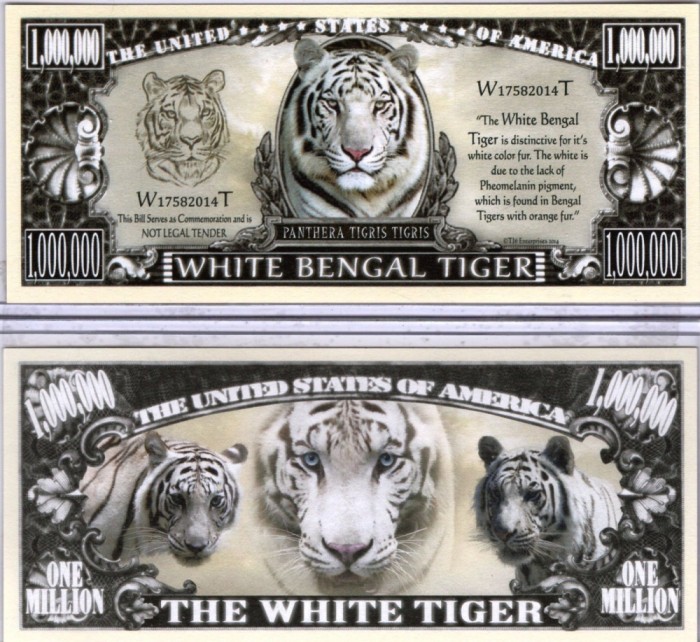 !!! SUA = FANTASY NOTE (TJ6) = TIGRUL ALB BENGALEZ - 2014 - UNC