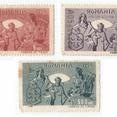 *Romania, lot 533 cu 3 timbre fiscale de ajutor, 1942, MNH/MH