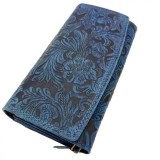 Portofel Dama Piele Naturala cu Imprimeu Floral, RFID, Elegant, Compartimente Multiple Carduri si Bani, Cadou Lux