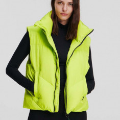 Karl Lagerfeld vesta de puf femei, culoarea verde, de iarna