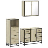 Cumpara ieftin Set mobilier de baie, 3 piese, stejar sonoma, lemn prelucrat