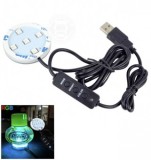 Lumina LED RGB Parfum Poppy 12/24V USB, 7 Culori, Estompare &amp; Intermitent, Cablu 1m, Montare Banda Dublu-Fata