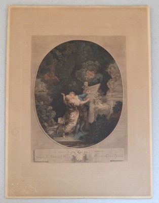 Jean-Honor&amp;eacute; Fragonard &amp;quot;Le Serment D&amp;#039;Amour&amp;quot; gravura veche 1786 foto
