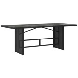 Masa gradina cu blat din sticla, negru, 190x80x75 cm, poliratan