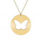 Papilio - Colier personalizat cu fluturas decupat din argint 925 placat cu aur galben 24K- Banut, Bijubox