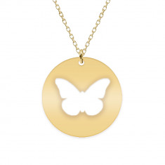 Papilio - Colier personalizat cu fluturas decupat din argint 925 placat cu aur galben 24K- Banut