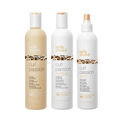 Set pentru par cret si ondulat, Milk Shake, Curl Passion, Sampon 300ml + Balsam 300ml + Tratament 300ml foto